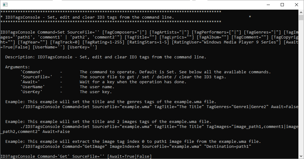 Set the ID3 tags of many types of audio / video files using the command line in Windows Shell.